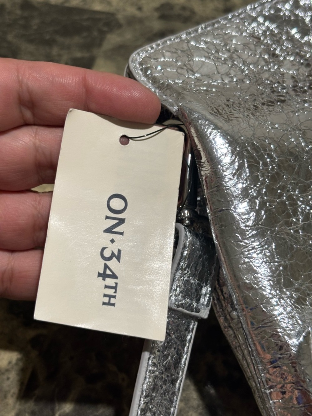 Silver Cracked-Texture Convertible Clutch - Picture 2 of 8